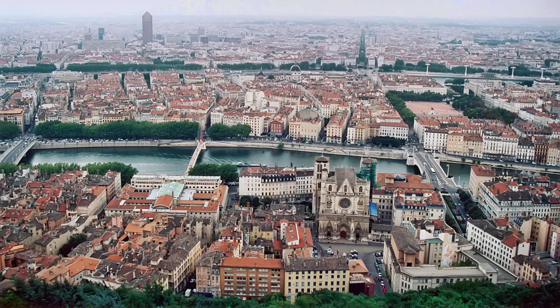 Vista del centro de Lyon, la segunda ciudad de Francia.