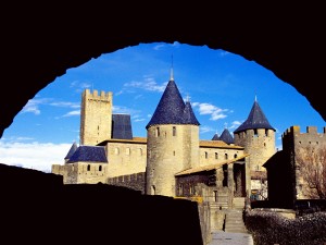 Vista peculiar del Castillo Condal de la Cité de Carcasona